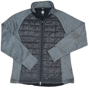 Club Ride Jacket Womens Large Gray Two Timer FW15 Quilted Fleece Cycling Hybrid